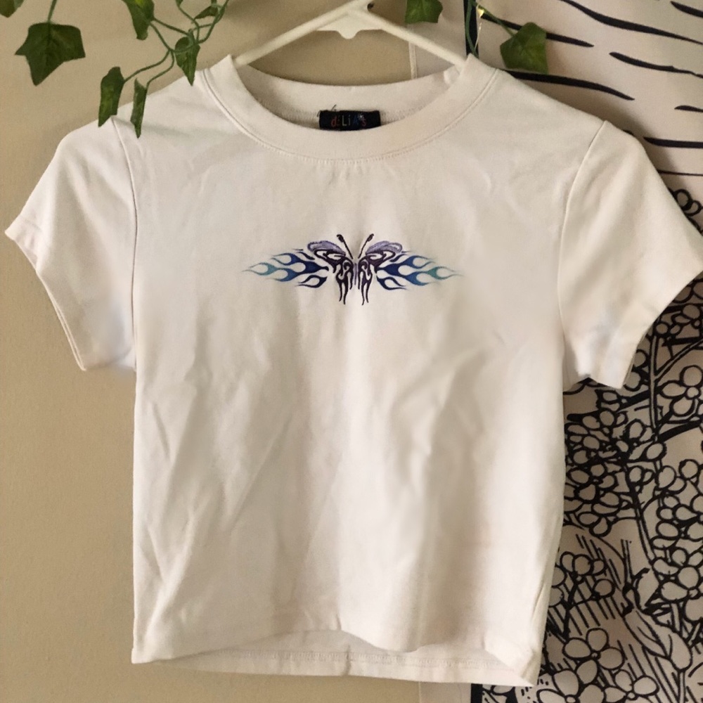 butterfly crop top Y2K